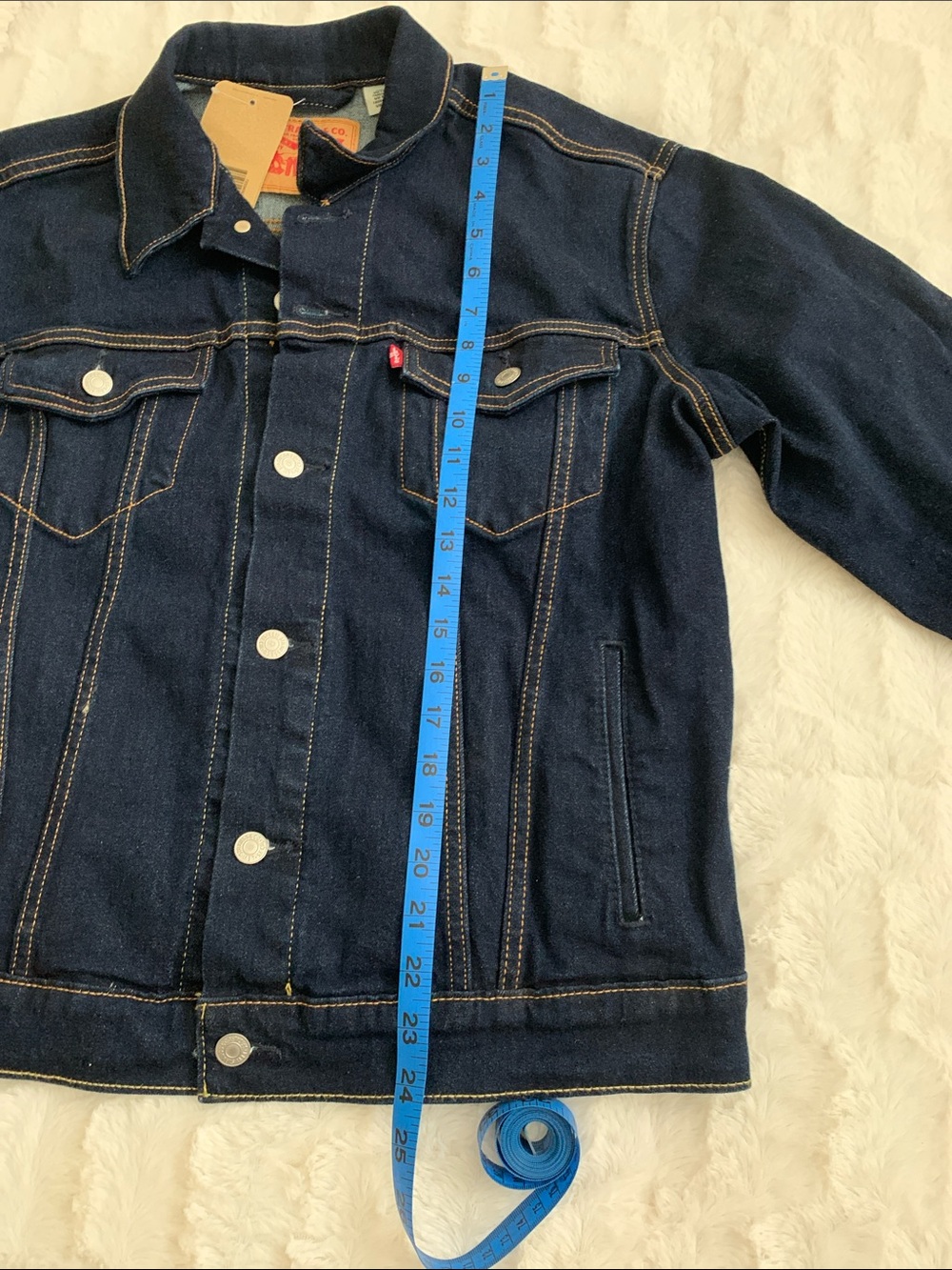 Levi's Men's Navy Blue Denim Jacket - Classic Trucker Style - Picture 9 of 10
